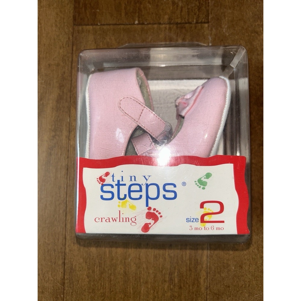 New Infant Crawling Tiny Steps Dress Shoes Size 1 Pink W/ Strap 3-6 Months